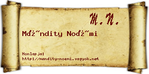 Mándity Noémi névjegykártya